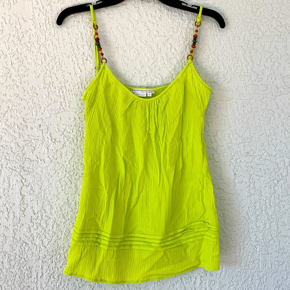To the Max Neon Yellow Beaded Strap Camisole